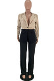 Red Wholesal Women Spliced Long Sleeve Lapel Neck Small Suits Casual Long Pants OA Sets WJ5082-2