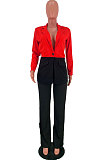 Khaki Wholesal Women Spliced Long Sleeve Lapel Neck Small Suits Casual Long Pants OA Sets WJ5082-1
