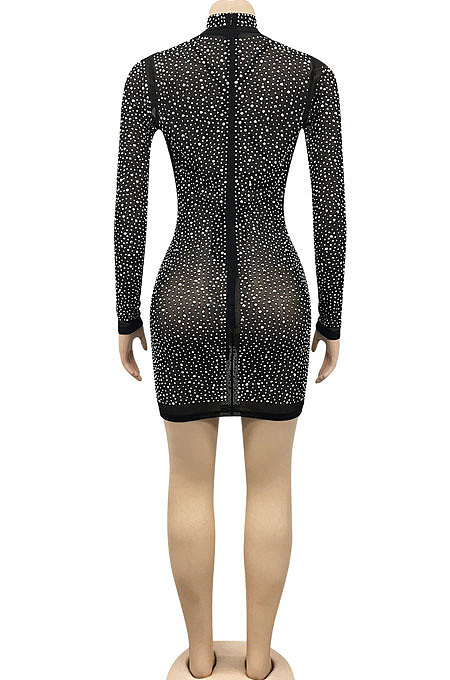 Golden Fashion Euramerican Club Hot Drilling Sequins Mesh Spaghetti Bandage Hollow Out Skirts Sets XZ5288-2