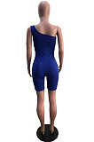 Red Summer Wholesal Oblique Shoulder Slim Fitting Solid Color Romper Shorts YSH6233-4
