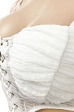 Black Trendy Pure Color Women Sexy Condole Belt Bandage Strapless Backless Ruffle Dew Waist Long Dress XZ5287-2