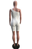 Black Summer Wholesal Oblique Shoulder Slim Fitting Solid Color Romper Shorts YSH6233-2