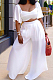 White New Wholesal Loose Sleeeve Strapless Wide Leg Pants Solid Color Casual Sets WA7206-6