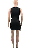 Red Euramerican Women V Collar Low-Cut Crop Sexy Bangdage Holliw Out Solid Color Mini Dress PH1221-3