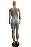 Red Summer Wholesal Oblique Shoulder Slim Fitting Solid Color Romper Shorts YSH6233-4