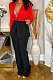 Red Wholesal Women Spliced Long Sleeve Lapel Neck Small Suits Casual Long Pants OA Sets WJ5082-2