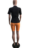 Balck Summer Patterns Printing Short Sleeve Round Collar T-Shirts Shorts Sport Sets YSH6232-1