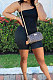 Black Summer Wholesal Oblique Shoulder Slim Fitting Solid Color Romper Shorts YSH6233-2