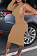  Khaki New Pure Color Oblique Shoulder One Sleeve Backless Slim Fitting Bodycon Dress WJ5228-1