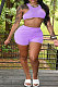 Purple Cute Crop Tank Shorts Solid Color Yoge Sets YSH6230-5