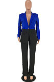 Khaki Wholesal Women Spliced Long Sleeve Lapel Neck Small Suits Casual Long Pants OA Sets WJ5082-1