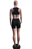 White Cute Crop Tank Shorts Solid Color Yoge Sets YSH6230-1