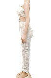 White Trendy Pure Color Women Sexy Condole Belt Bandage Strapless Backless Ruffle Dew Waist Long Dress XZ5287-1
