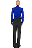 Red Wholesal Women Spliced Long Sleeve Lapel Neck Small Suits Casual Long Pants OA Sets WJ5082-2