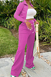 Black Euramerican Women Long Sleeve Stand Neck Zippet Coat Elasticband High Waist Wide Leg Pants Sport Two-Piece YYF8245-1