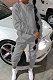 Gray Modest Casual Long Sleeve Hoodie Sweat Pants Solid Color Two-Piece YSH6199-7