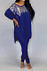 Blue Casual Sequins Long Sleeve Round Neck Loose Top Bodycon Pants Two-Piece TZ10863-4