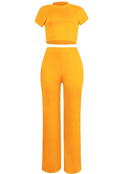 Light Blue Euramerican Sexy Women Dew Waist Short Sleeve Pocket Pure Color Pants Sets KF61-8
