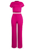 Green Euramerican Sexy Women Dew Waist Short Sleeve Pocket Pure Color Pants Sets KF61-7