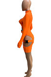 Rose Red Women Club Wear Hollow Out Solid Color Buckle Long Sleeve Sexy Romper Shorts Q940-7