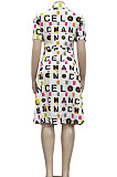 White Women Fashion Bodycon Skinny Short Sleeve Printing T Shirt/Shirt Dress YZ2525
