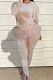Khaki Wholesal Korea Velvet Mesh Spliced Long Sleeve Round Collar Jumper Pencil Pants Two-Piece TZ10852-2