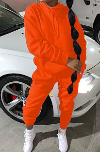 Orangge Modest Casual Long Sleeve Hoodie Sweat Pants Solid Color Two-Piece YSH6199-4