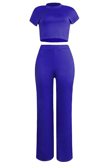 Green Euramerican Sexy Women Dew Waist Short Sleeve Pocket Pure Color Pants Sets KF61-7