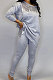 Gray Casual Sequins Long Sleeve Round Neck Loose Top Bodycon Pants Two-Piece TZ10863-2