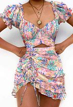 Printing Women Pleated Dress HDZ1270