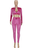 Pink Wholesal New Pleuche Long Sleevve Zipper Hoodie Pencil Patns Sport Sets FFE176-3