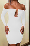 Black Women Sexy Solid Color Strapless Pin Mini Dress ANK06022-3