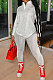 Silver Autumn Women Long Sleeve Lapel Neck Jumper Pencil Pants Loose Casual Sets TK6195-3
