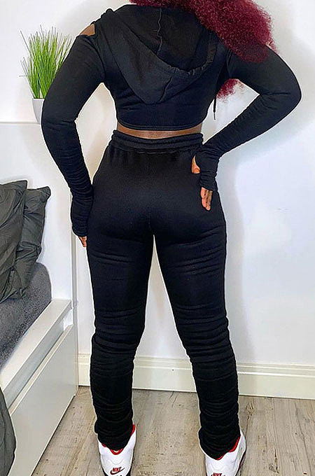 Wholesal New Contrast Color Spliced Long Sleeve Zipper Hoodie Sweat Pants Casual Sets SX05763