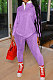 Purple Autumn Women Long Sleeve Lapel Neck Jumper Pencil Pants Loose Casual Sets TK6195-4