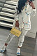 Euramerican Women Fashion Casual Printing Shirts Shirts Turn-Down Collar Pants Sets OMY80051