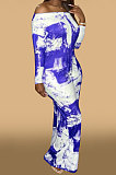 Yellow Women Fashion Casual High Waist Long Pants Printing Jumpsuit OMY80050-1