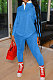 Blue Autumn Women Long Sleeve Lapel Neck Jumper Pencil Pants Loose Casual Sets TK6195-5