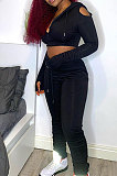 Wholesal New Contrast Color Spliced Long Sleeve Zipper Hoodie Sweat Pants Casual Sets SX05763