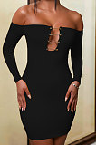 White Women Sexy Solid Color Strapless Pin Mini Dress ANK06022-2