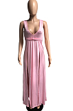 Blue Sexy Wholesal Sleeveless Deep V Neck Personality Slim Fitting Long Dress WA7205-3
