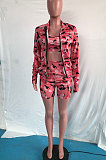 Yellow Women Fashion Casual Camo Printing Tanks Coat Three Pieces OMY80052-1