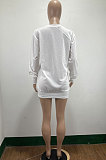 Pink Euramerican Women Pure Color Long Sleeve Round Collar Loose Waist Mini Dress AMM8365-2