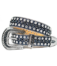 Blue Fully Loaded Rhinestone Belt Width 1..56inch