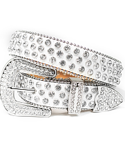 White Fully Loaded Rhinestone Belt Width 1..56inch