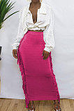 Wine Red  Black Cute Two Side Tassel Long Skirts MTY6538-4