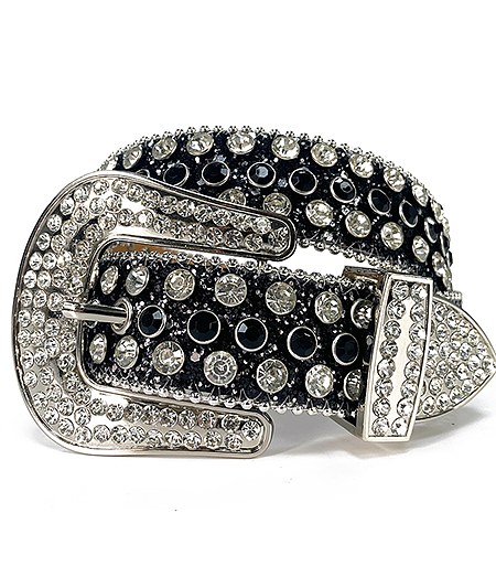 Black Fully Loaded Rhinestone Belt Width 1..56inch