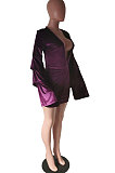 White Fashion Autumn Winter Spliced Vintage Solid Color Deep V Collar Horn Sleeve Mini Dress HM5270-2