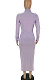 Black Euramerican Women Pure Color Long Sleeve Sexy Midi Dress ANK06028-2