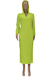Yellow Women Solid Color Casual Long Hollow Out Long Sleeve Long Dress FFE172-1